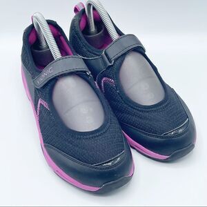 Vionic Sunset black and purple mary jane hook and loop sneakers
